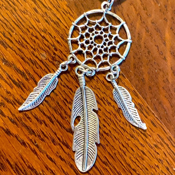 Handmade Waxed Cotton Steel Dream Catcher Medallion Pendant Necklace - Picture 2 of 5